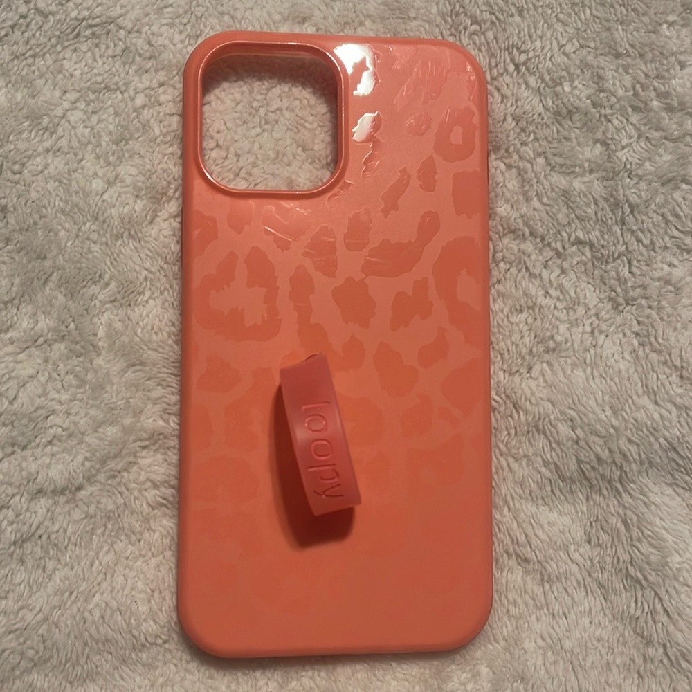 Coral cheetah print 12 pro max loopy case